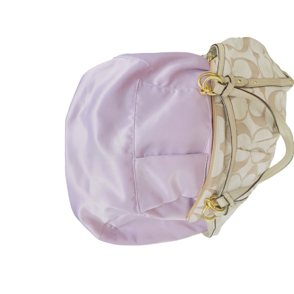 COACH Alexandra Signature C Gorgeous Canvas Cream and Tan Shoulder handbag. - Picture 14 of 16